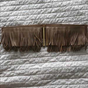 Tan leather tassel belt